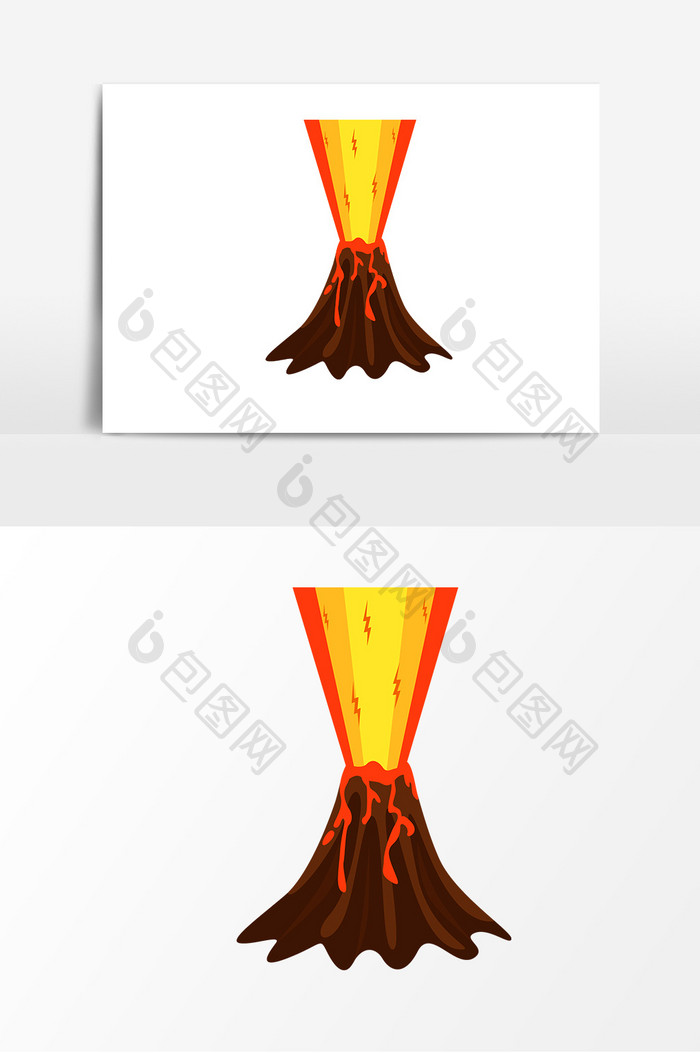 卡通火山喷发矢量元素