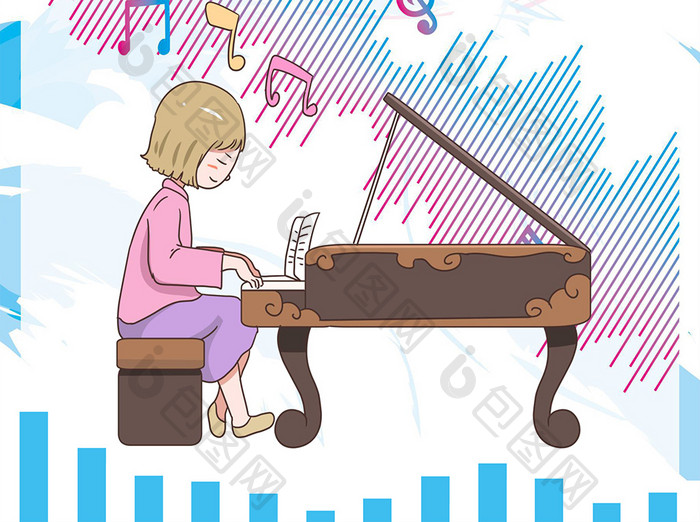 粉紫色音乐培训钢琴班海报Word模板