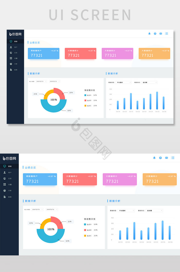 简约大气后台数据可视化界面图片