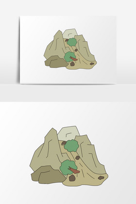 手绘夏季自然灾害山体滑坡泥石流图片