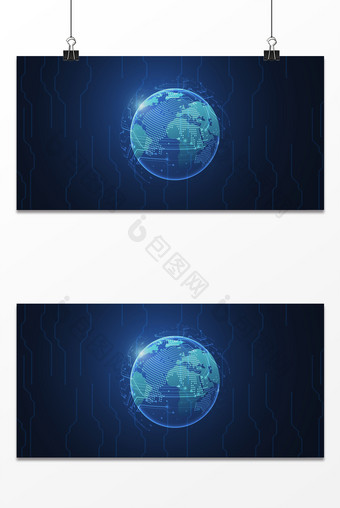 蓝色清新地球科技背景图片
