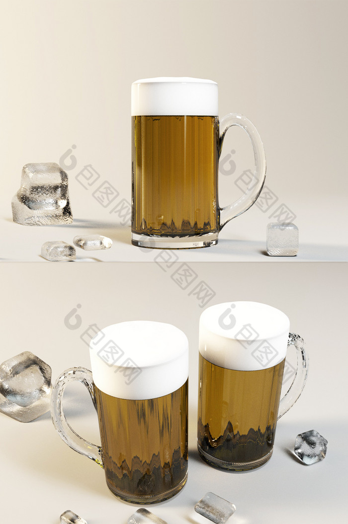 玻璃啤酒酒杯包装样机OC图片图片