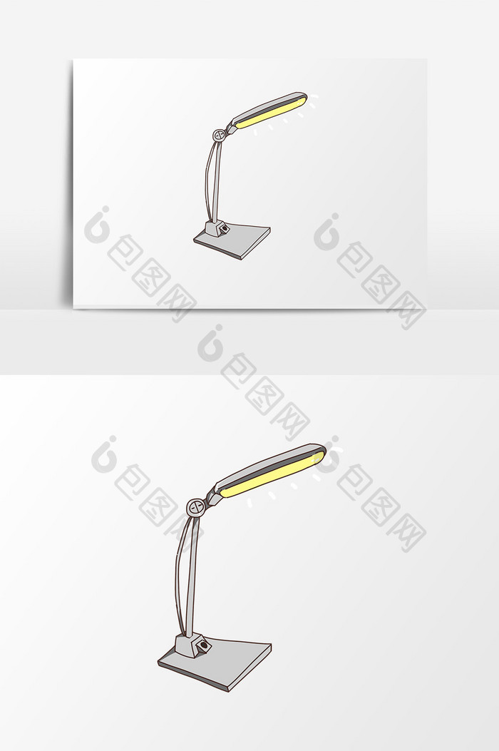 手绘卡通小清新灰白色台灯