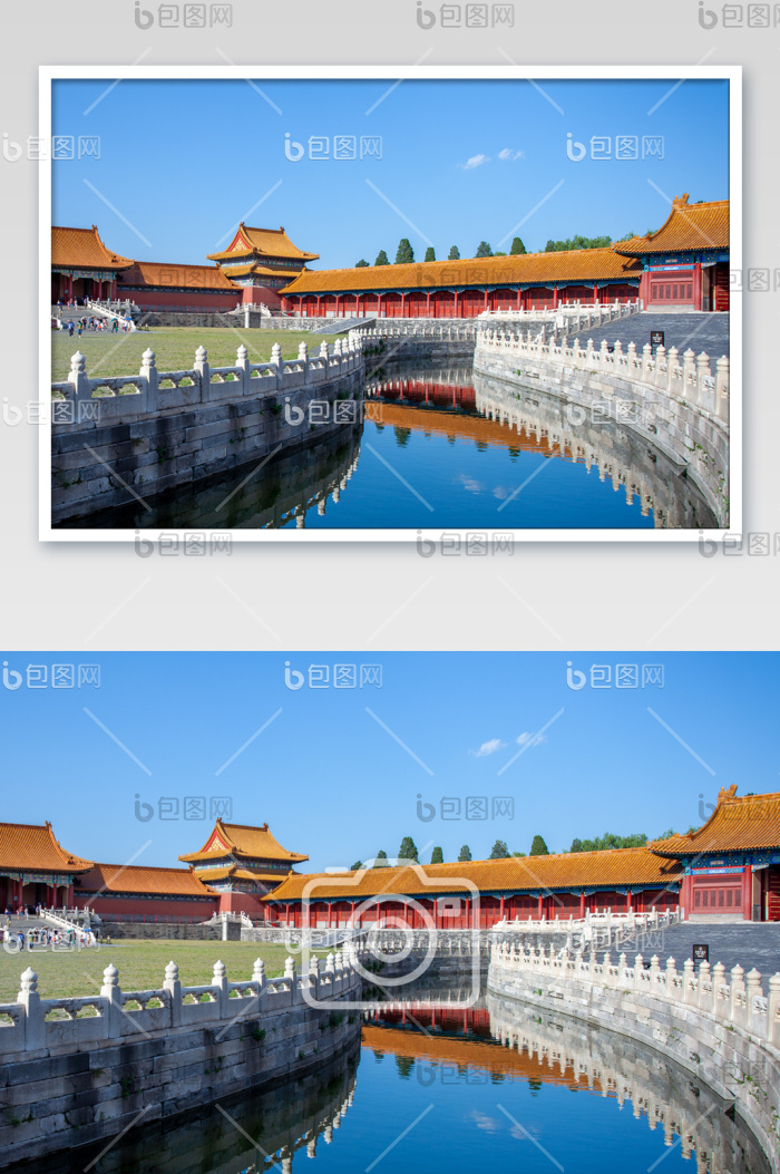 故宫建筑护城河摄影图片-包图网