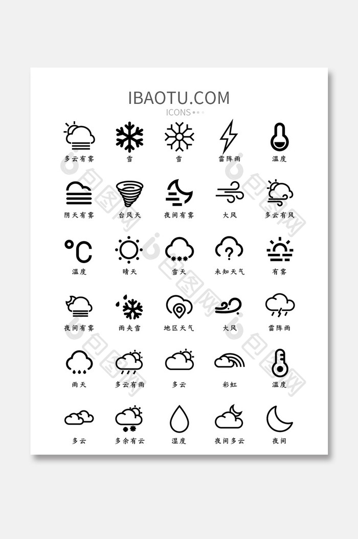 天气线性UI矢量小图标