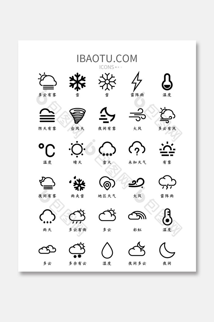 天气线性UI矢量小图标图片图片