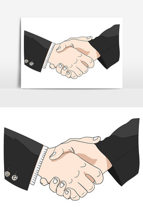 手绘卡通合作握手手势姿势商务合作手势插画