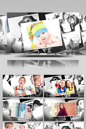温馨婚礼家庭儿童照片墙相册展示AE模板图片