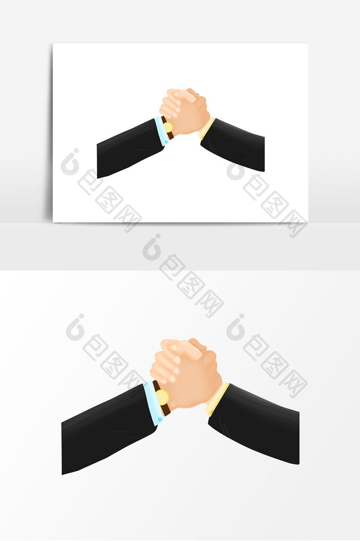 手绘商务合作握手手势 Psd素材 包图网