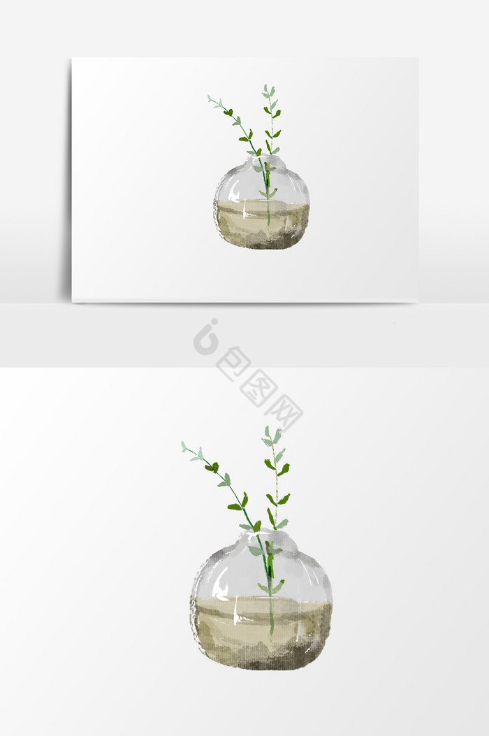 绿叶玻璃瓶植物装饰图片