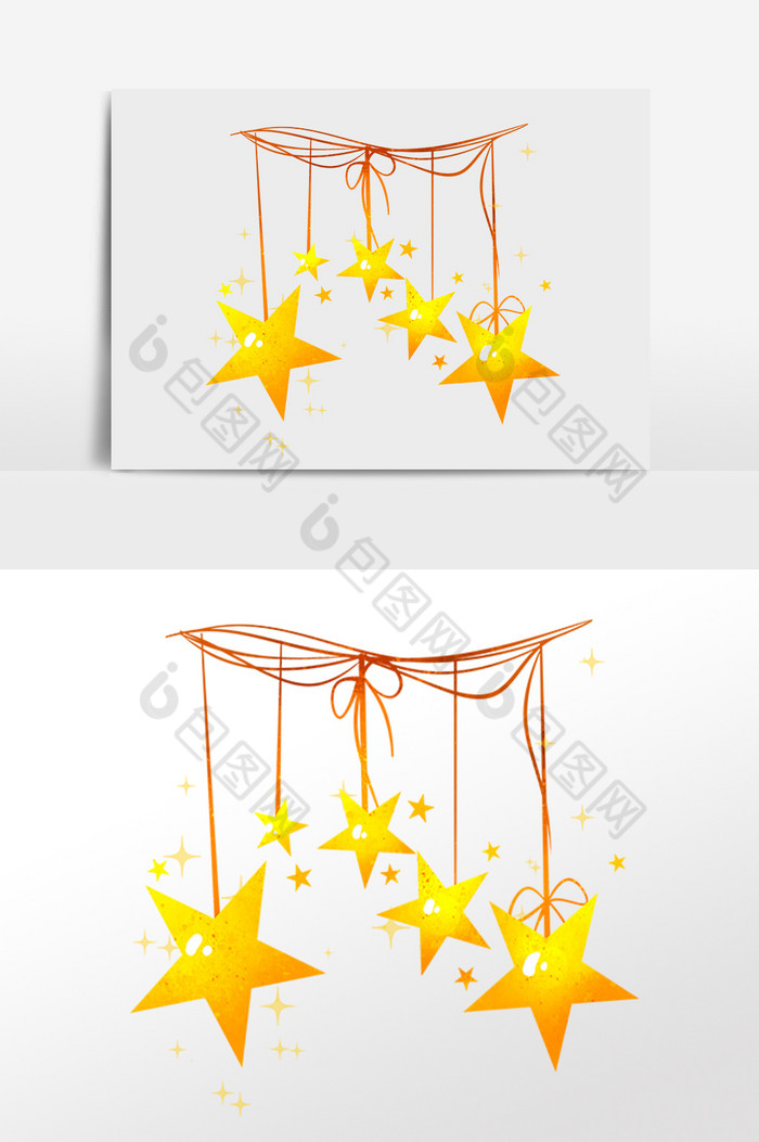 金色星星挂饰装饰插画图片图片
