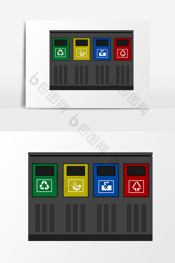 手绘卡通小清新垃圾分类垃圾桶环保