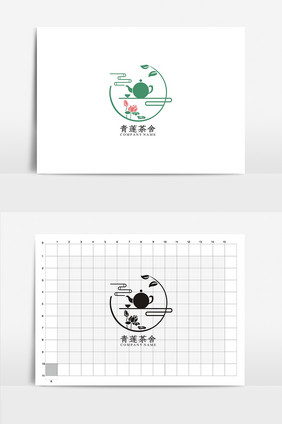 创意青莲茶舍VI标志logo设计