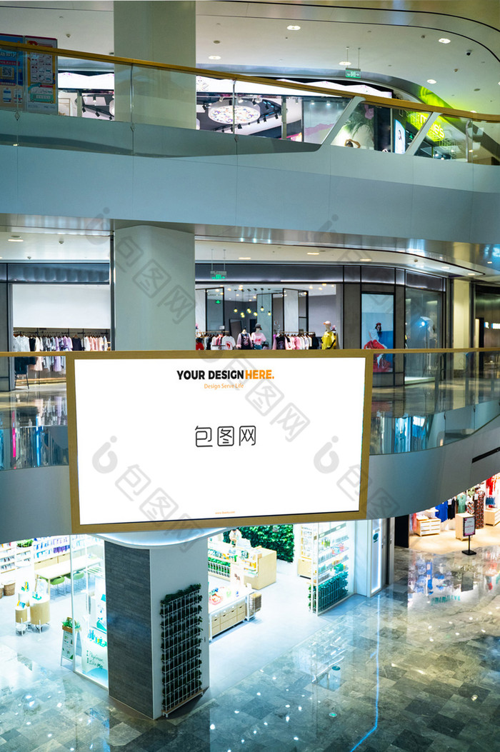 商场led屏幕广告位展示灯箱广告模板-包图网