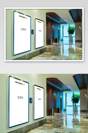 商场电梯厅LED广告牌灯箱广告海报样机