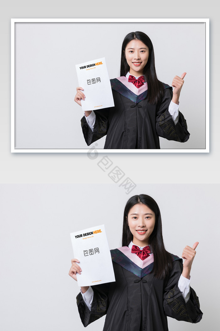 学生毕业生手持纸毕业证书录取证书