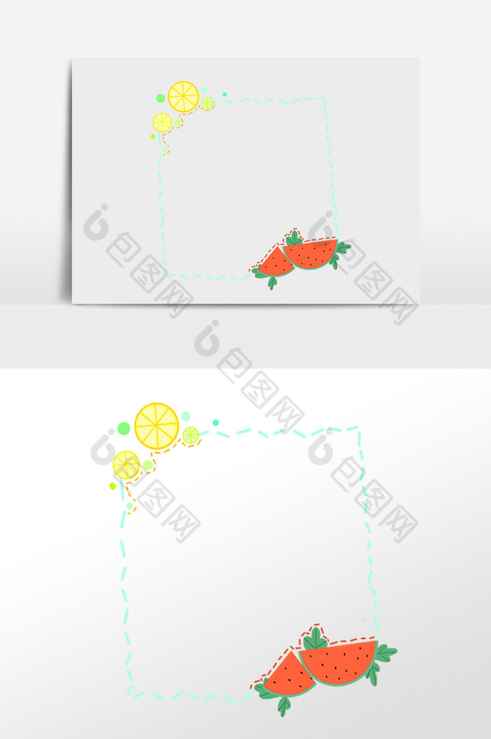 水果西瓜柠檬边框插画图片图片