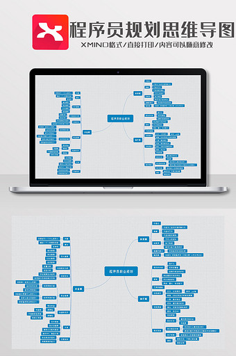 简约风程序员规划思维导图XMind模板图片