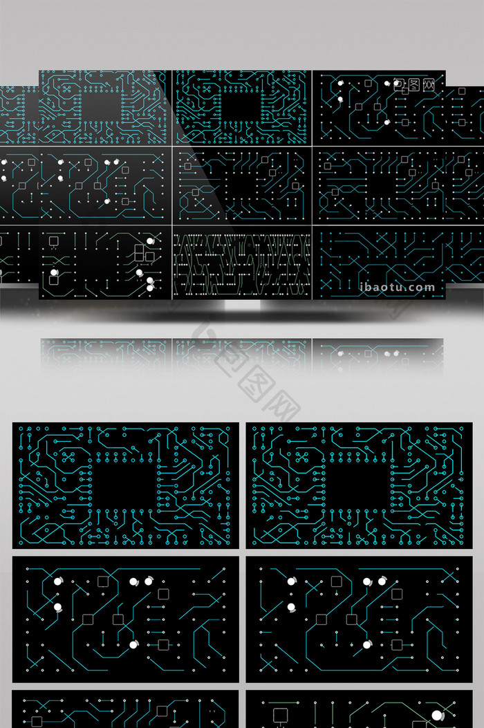 6组带通道电路板装饰元素视频素材