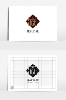 华府料理VI标志logo设计