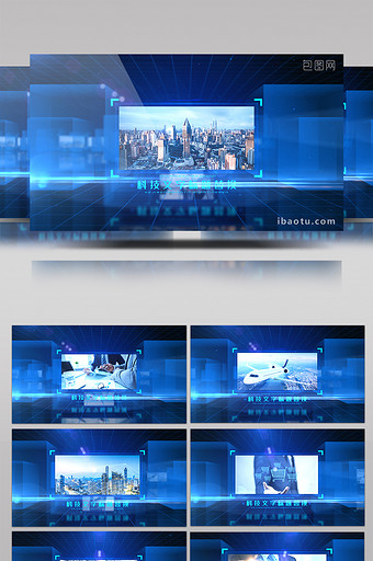 企业蓝色商务图文展示科技风互联网AE模板图片