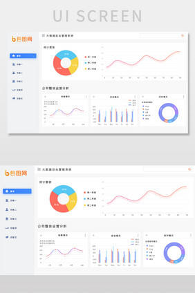 白色简约后台可视化数据界面