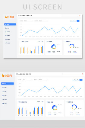 白色简约时尚后台数据可视化界面