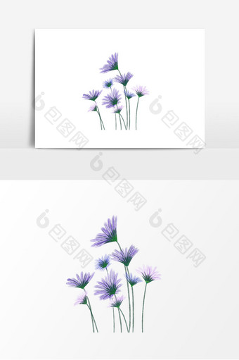 手账风紫色清新花朵元素图片