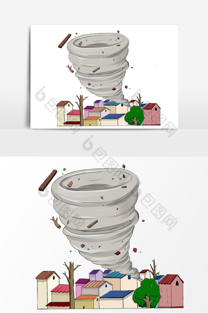 龙卷风手绘卡通元素