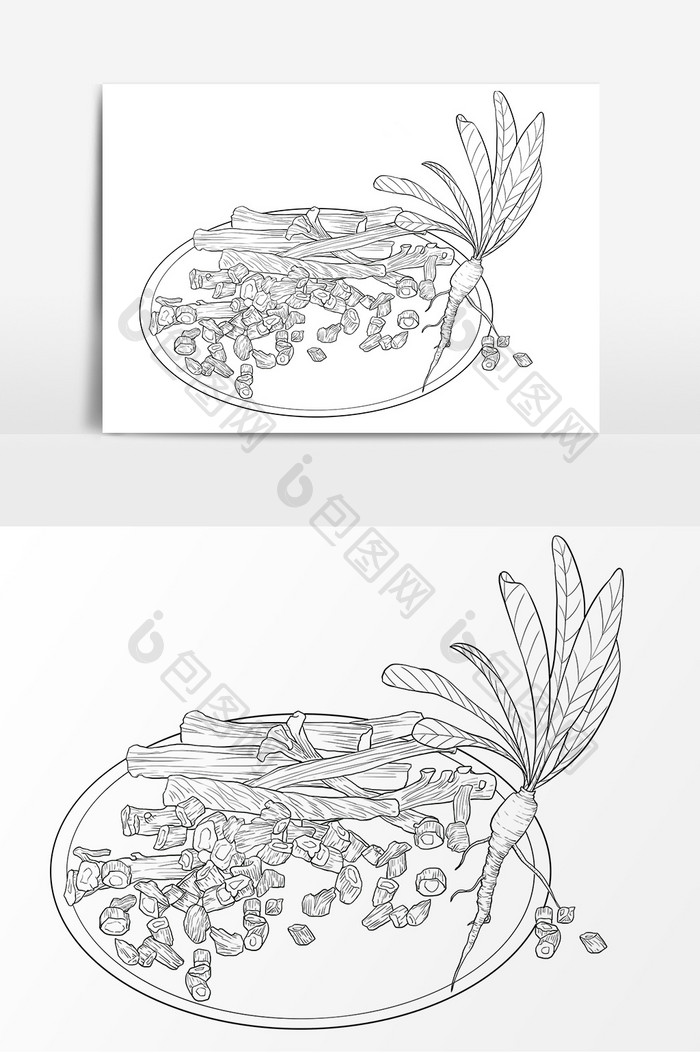 板蓝根药材卡通元素