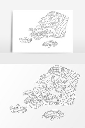 线描中药蝉蜕形象