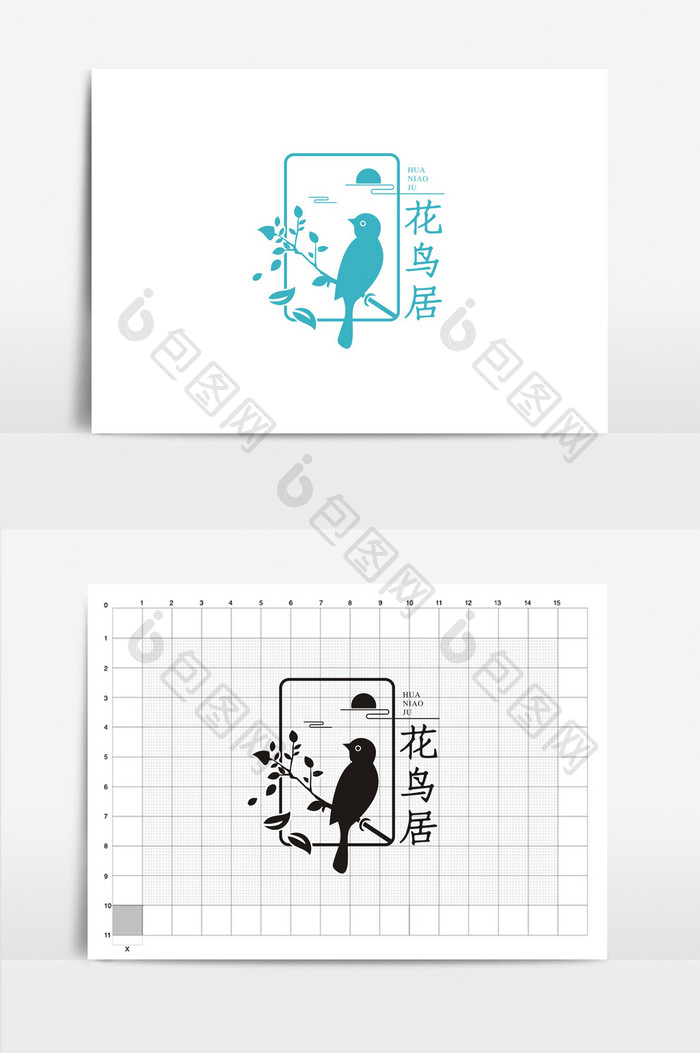 个性花鸟居VI标志logo设计