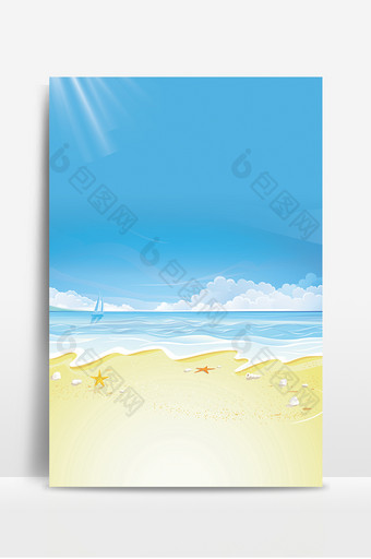 夏季蓝色海洋海边沙滩背景图片