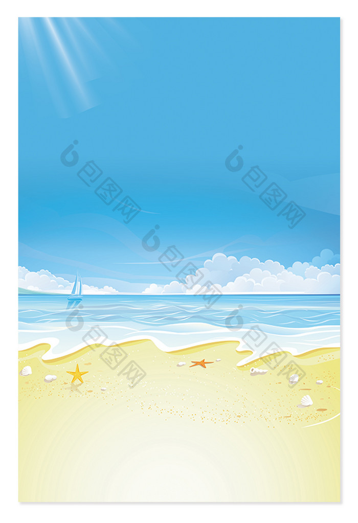 夏季蓝色海洋海边沙滩背景