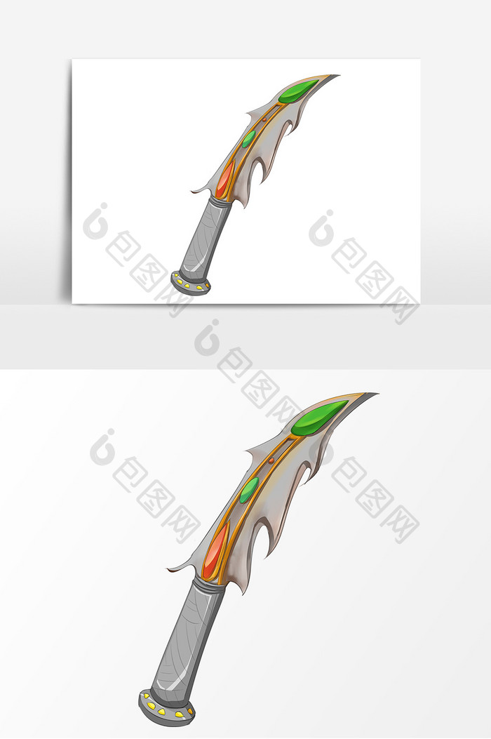 手绘游戏场景道具大刀卡通