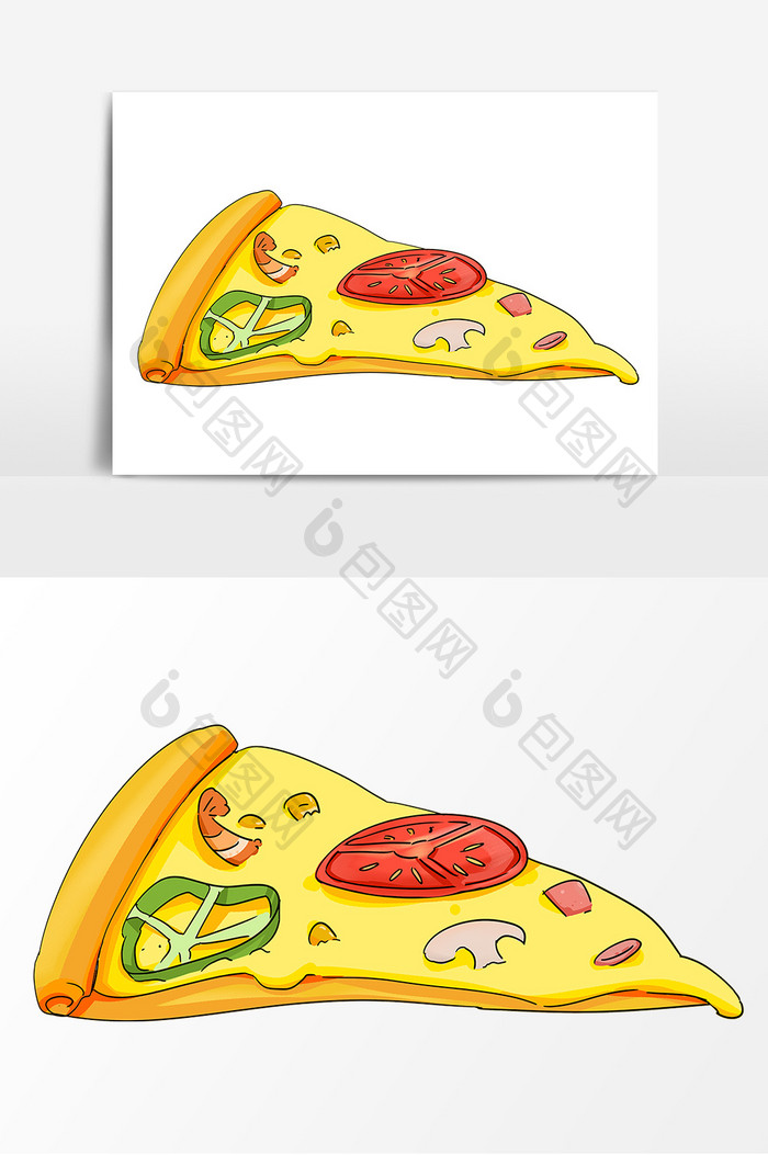 手绘披萨食品卡通图案
