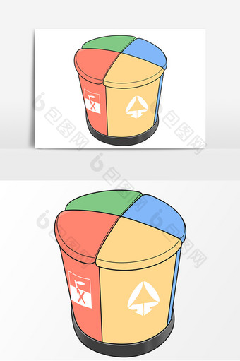 垃圾桶卡通形象设计元素图片