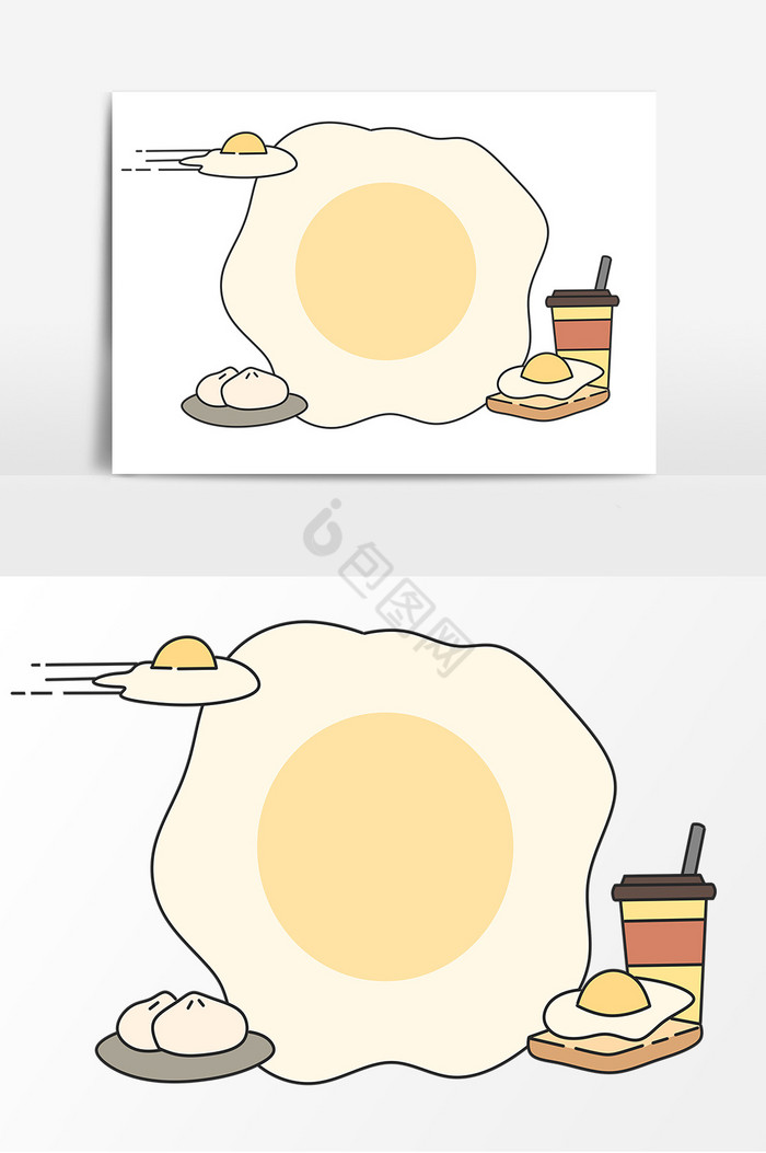 早餐食物荷包蛋边框图片
