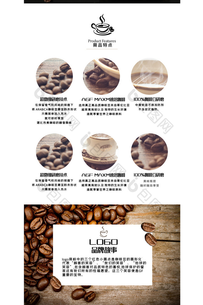 简约大气食品咖啡豆电商详情页模板