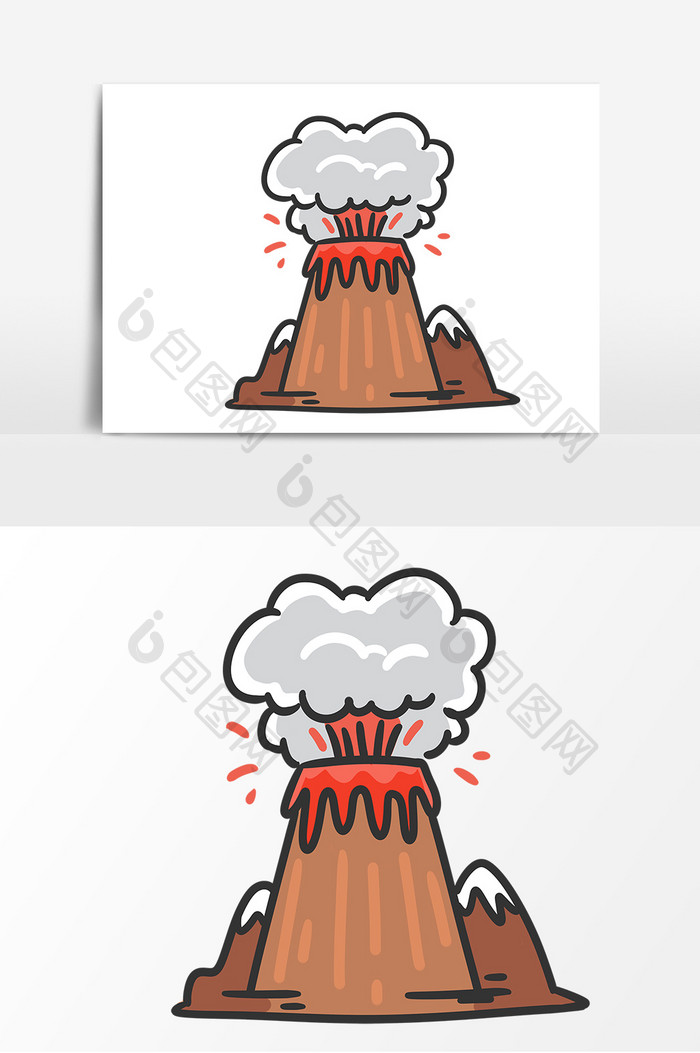 手绘自然灾害火山爆发卡通