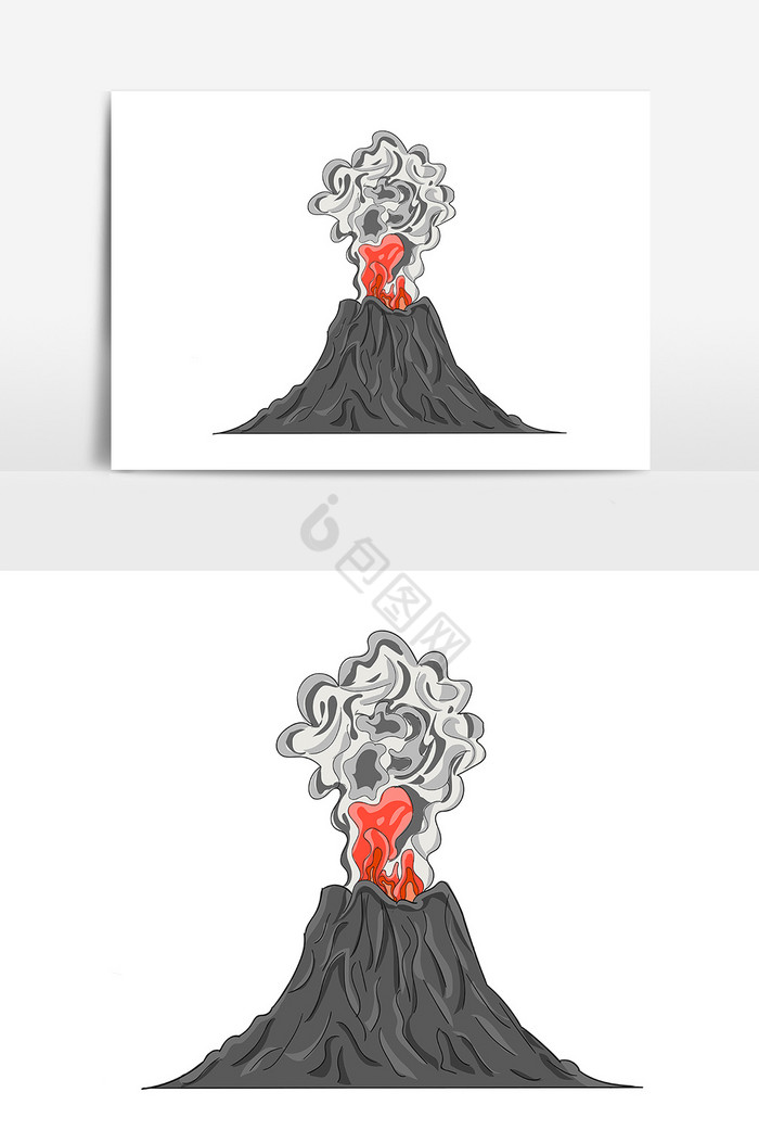 自然灾害火山喷发灾难插画火焰图片