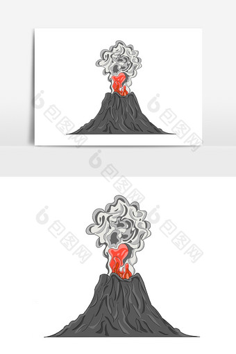 手绘自然灾害火山喷发灾难插画卡通火焰图片