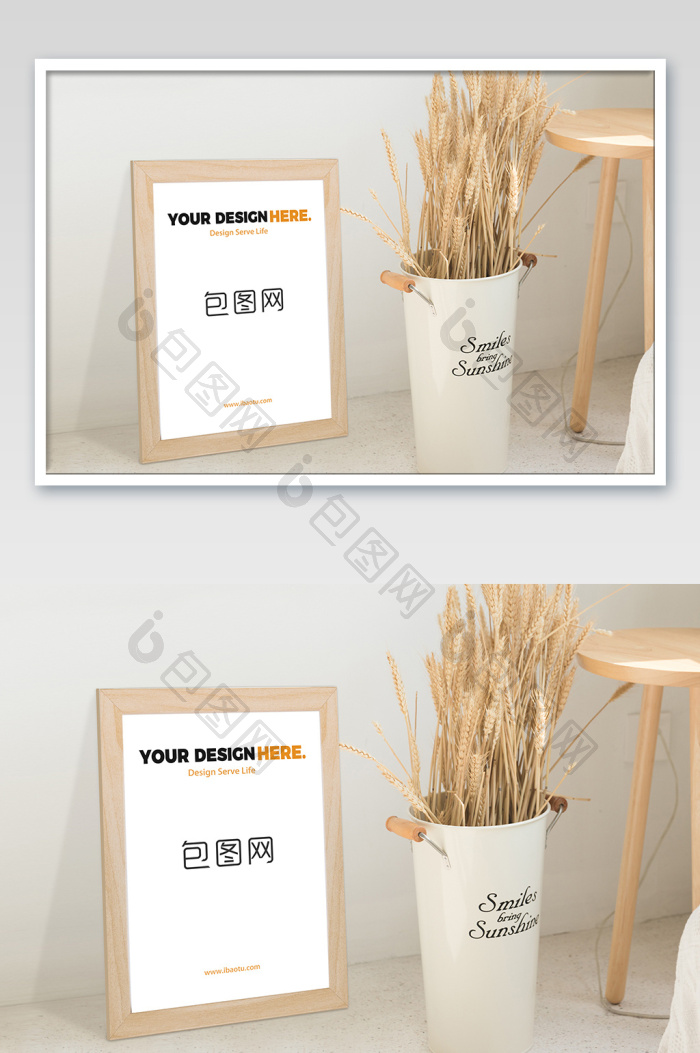 暖色文艺温馨客厅墙角广告画框模板-包图网