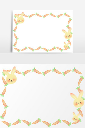 手绘胡萝卜小白兔可爱边框图片