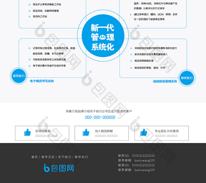 蓝色医疗健康首页长UI网页