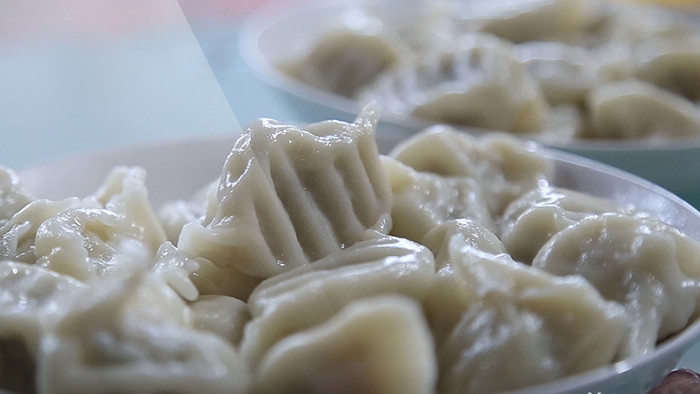 北方节日传统美食水饺子年节食品实拍素材