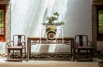 中式文化明清椅子民宿少数民族文摄影图图片