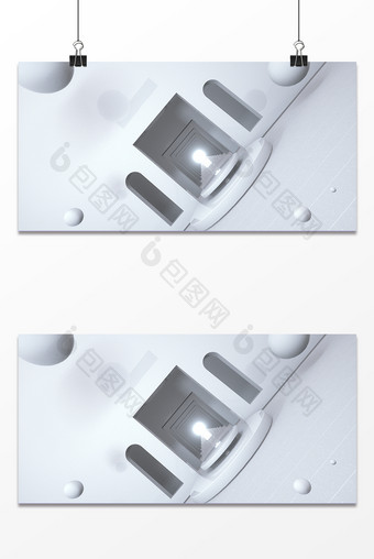 C4D立体简约大气白色促销装饰背景图片