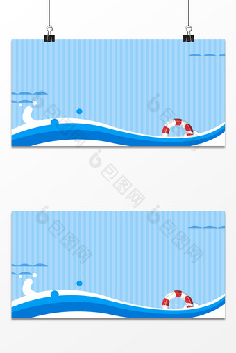 蓝色条纹游泳几何图形清新扁平简约海报背景图片