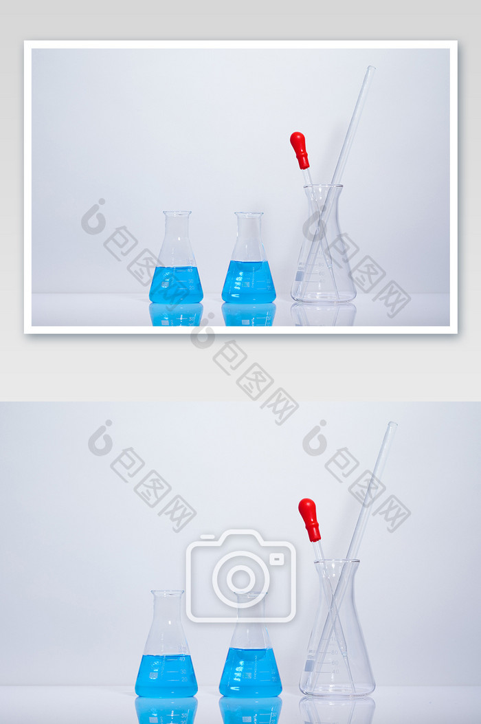 生化实验研究玻璃锥形瓶摄影图片